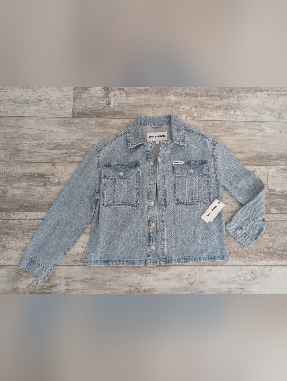 DKNY Light Blue Washed Denim Jacket - Picture 1 of 5